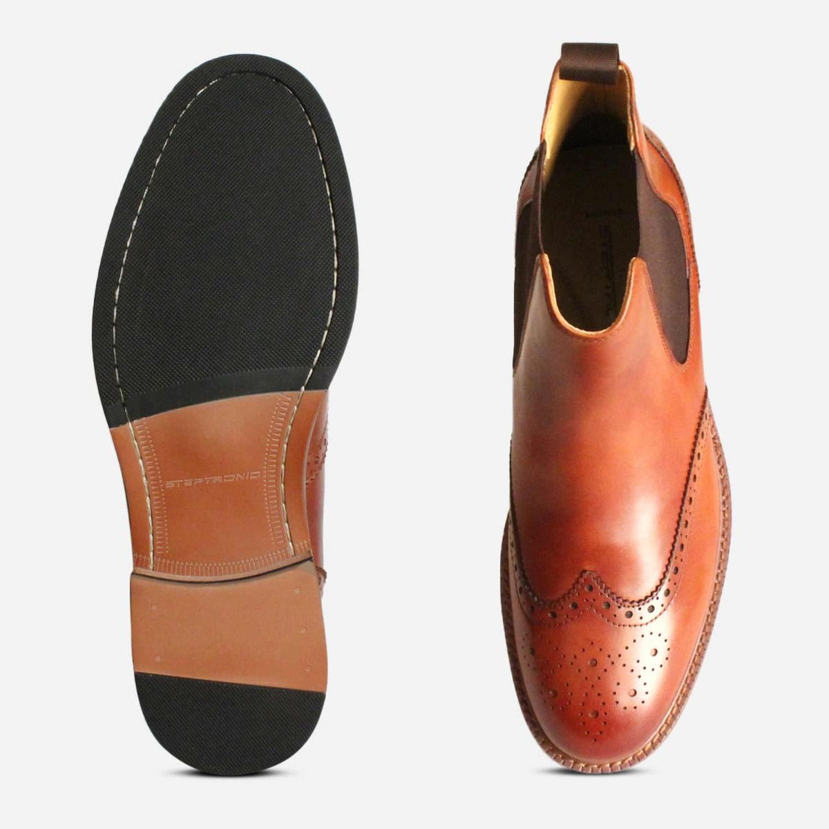 Steptronic Buckingham 2 Country Brogue Boots in Cognac