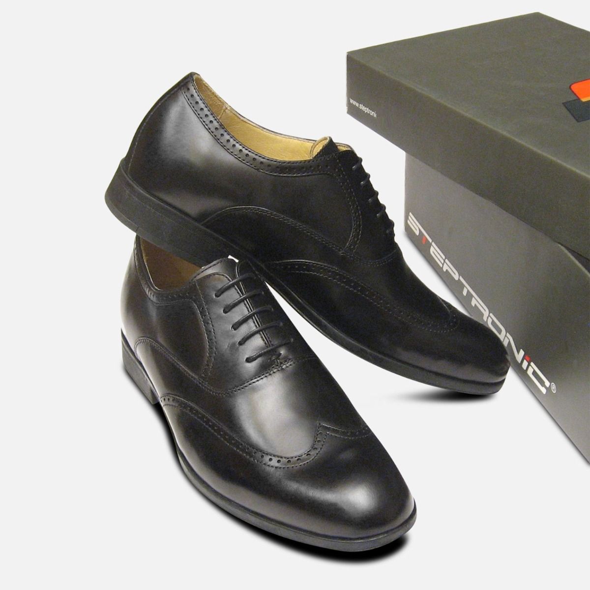 Steptronic Formal Black Wingcap Oxford Mens Lace Up Shoes