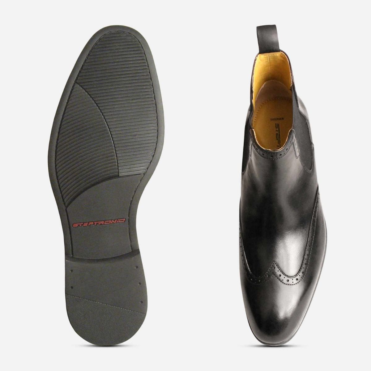 Steptronic Formal Black Mens Wingtip Chelsea Boots