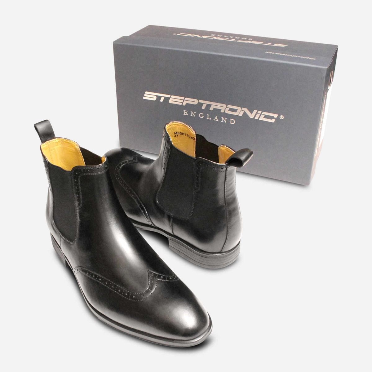 Steptronic Formal Black Mens Wingtip Chelsea Boots
