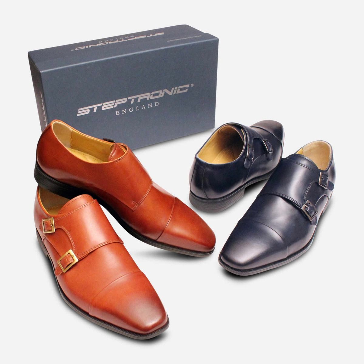 Steptronic Double Buckle Monk Strap Tan Comfort Shoes