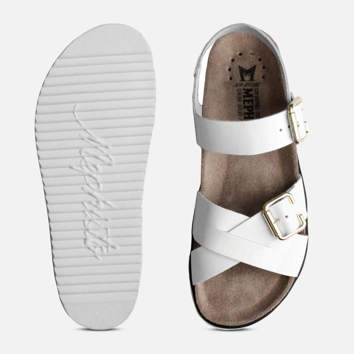 Sybil in White Patent Designer Mephisto Sandals