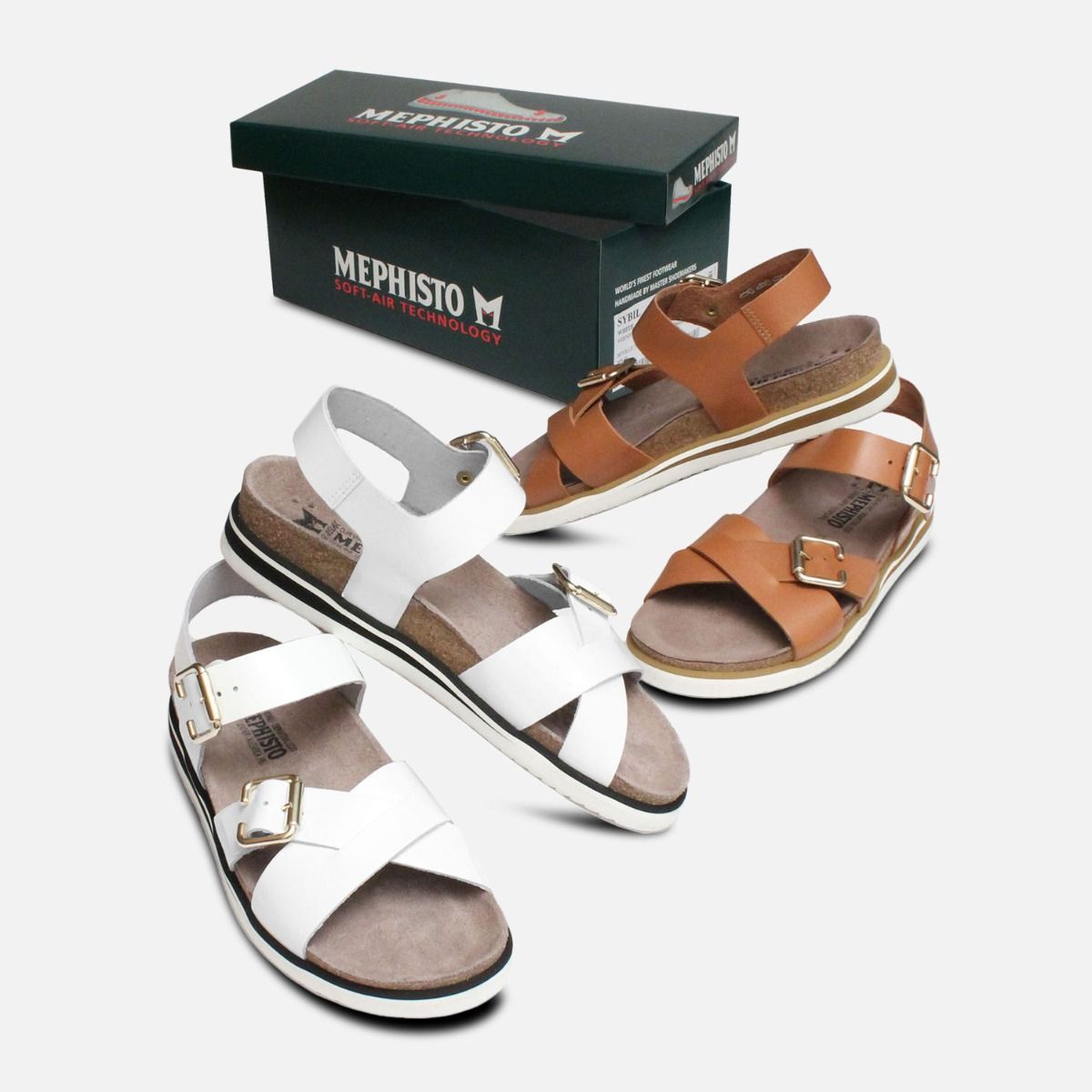 Sybil in White Patent Designer Mephisto Sandals