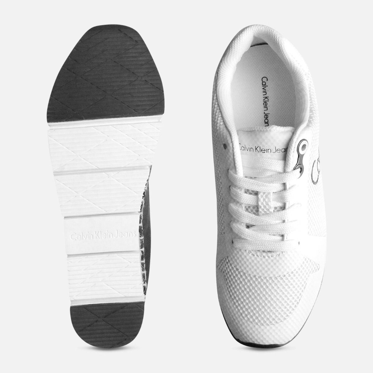 White Calvin Klein Taline Mesh Trainers for Ladies