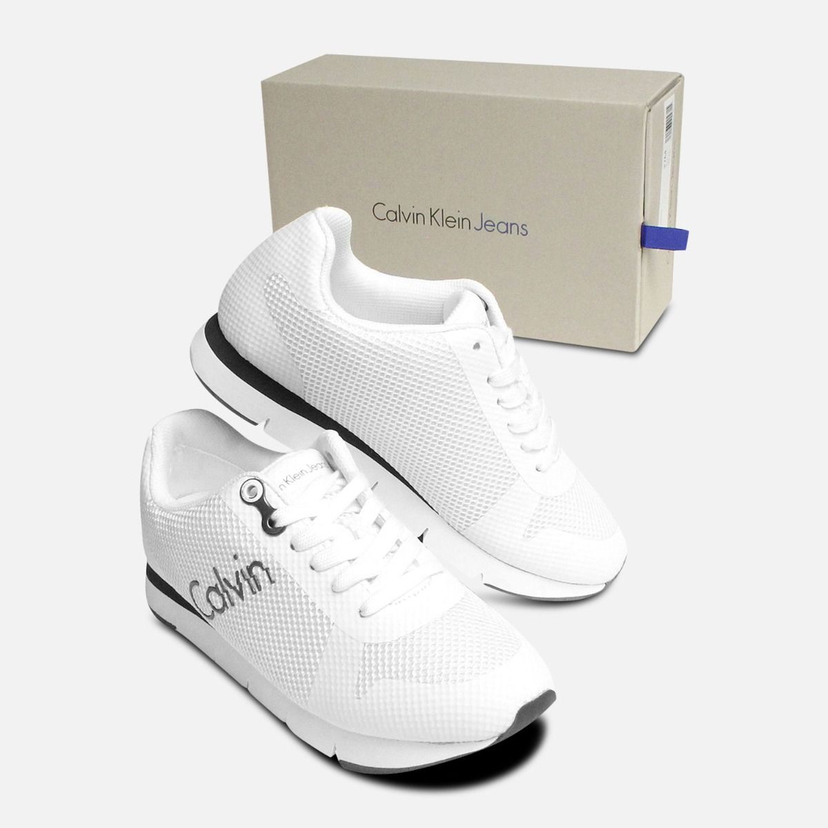 White Calvin Klein Taline Mesh Trainers for Ladies