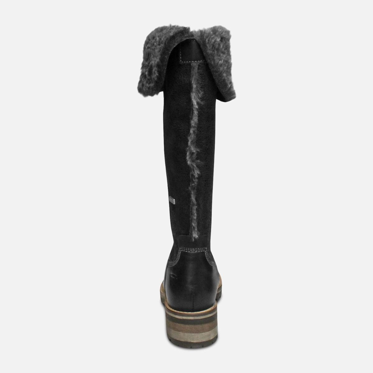 Black Warm Fur Lined Tamaris Long Boots with Duo Tex