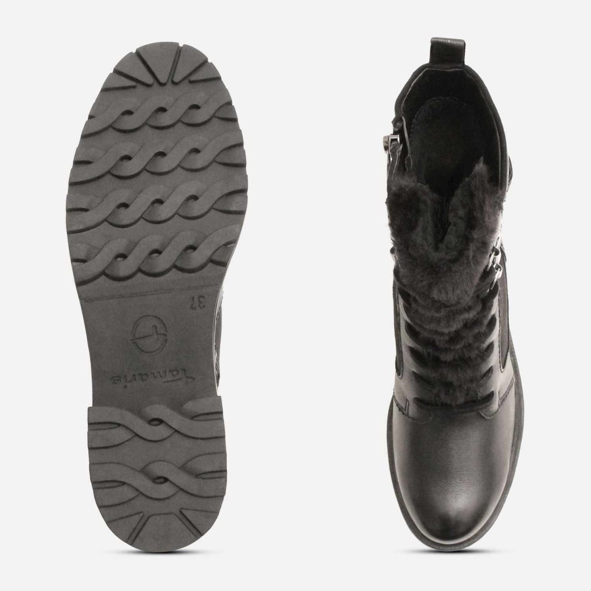 Tamaris Designer Warm Lined Heeled Mid Boots in Black