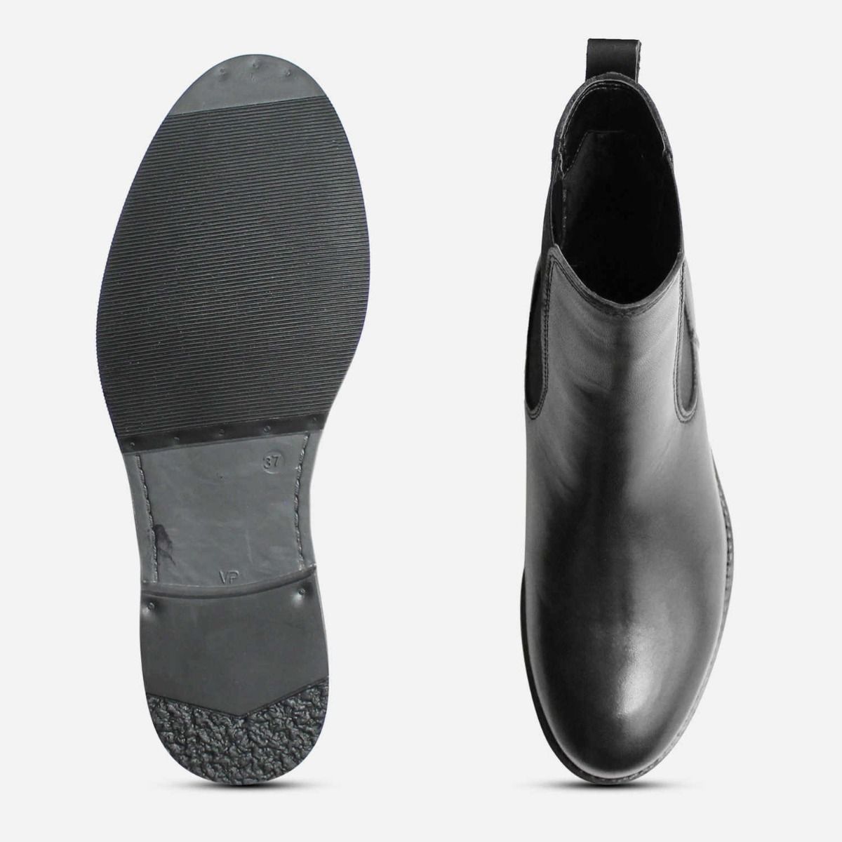 Black Leather Tamaris Ankle Chelsea Boots for Women