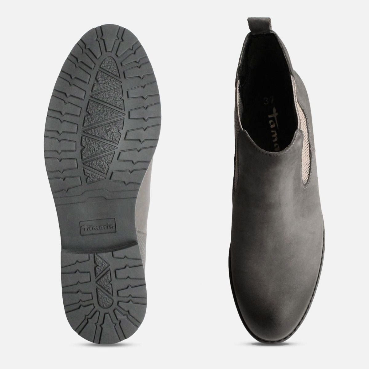 Dark Grey Ladies Slip On Chelsea Boots by Tamaris