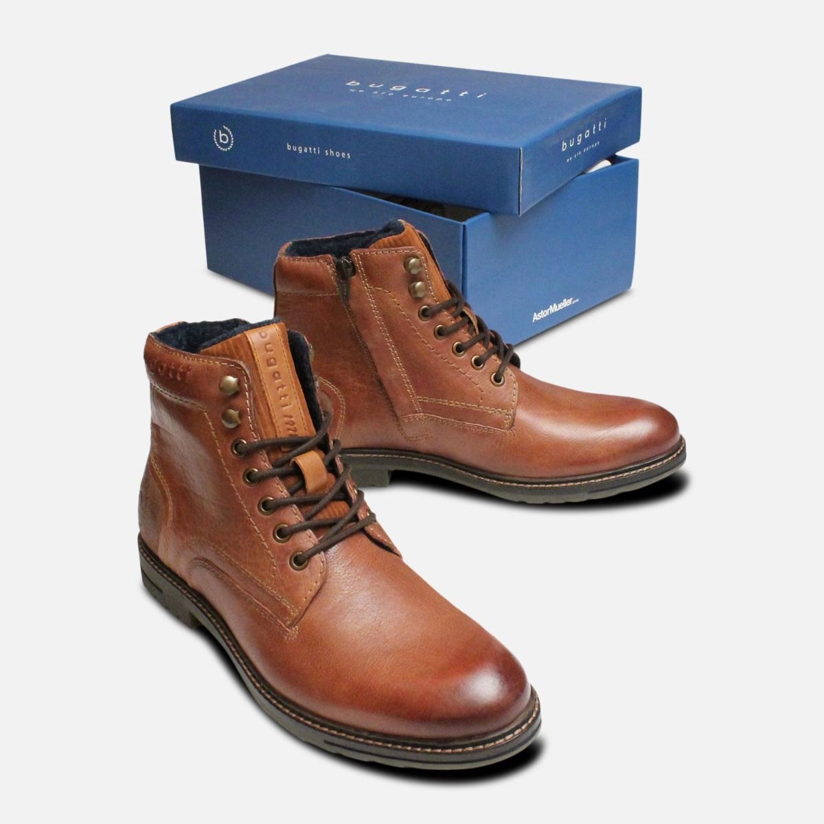 Commander Bugatti Warm Lined Mid Boots in Brown