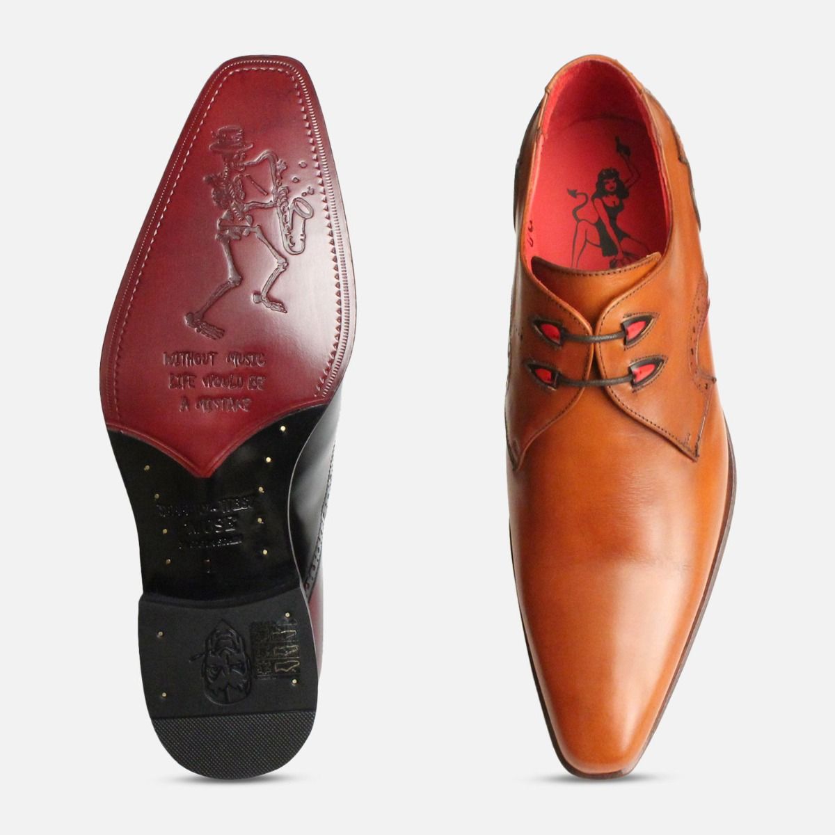 Pointed Jeffery West Formal Lace Up Shoes in Tequila Tan