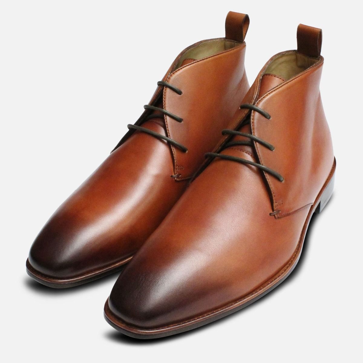 Tan Leather Chukka Boots for Men display picture 3