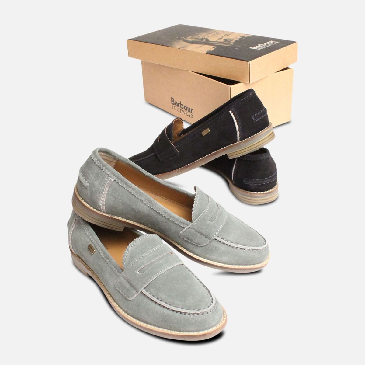 Barbour Briony College Loafer in Teal Suede