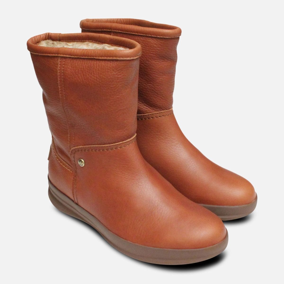 Panama Jack Ladies Low Cut Fur Chestnut Boots