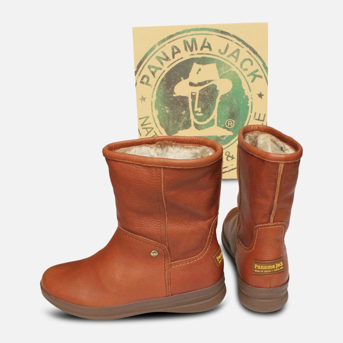 Panama Jack Ladies Low Cut Fur Chestnut Boots