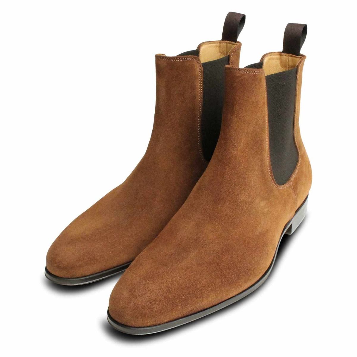 Tobacco Men\'s Chelsea Genuine Suede Leather Boots Pure Chelsea Boot . Tobacco – hardgraft main image 4