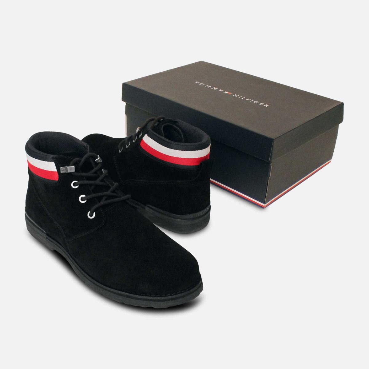 Tommy Hilfiger Jet Black Suede Iconic Chukka Boots