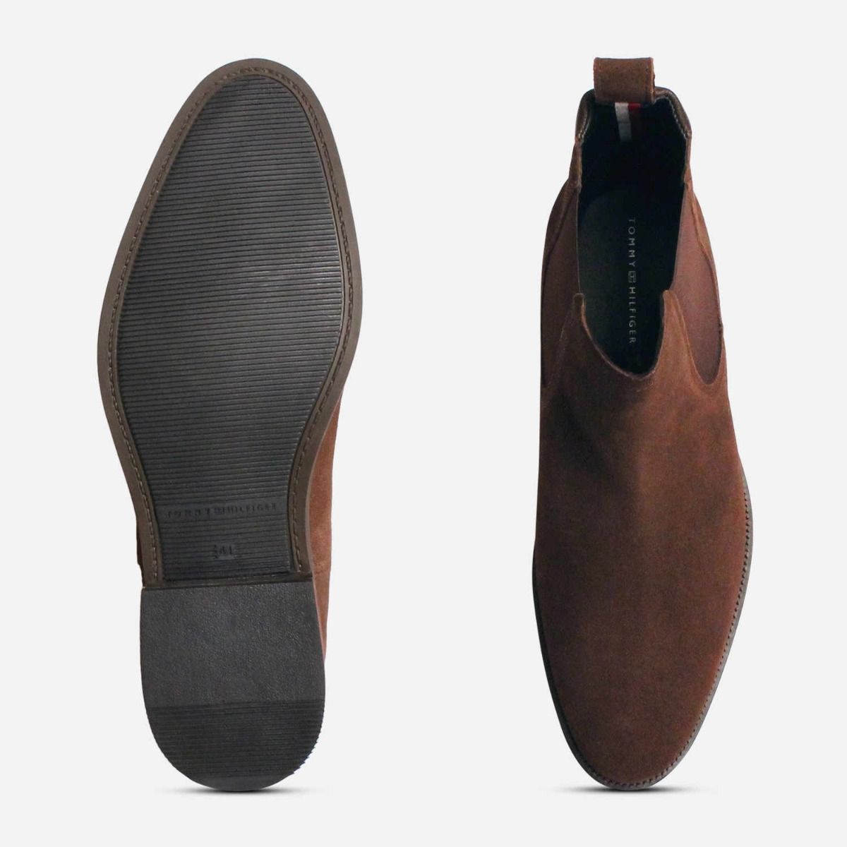 Tommy Hilfiger Premium Brown Suede Mens Chelsea Boots