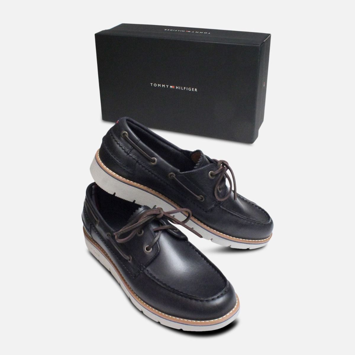 New Tommy Hilfiger Case Boat Shoes in Navy Blue