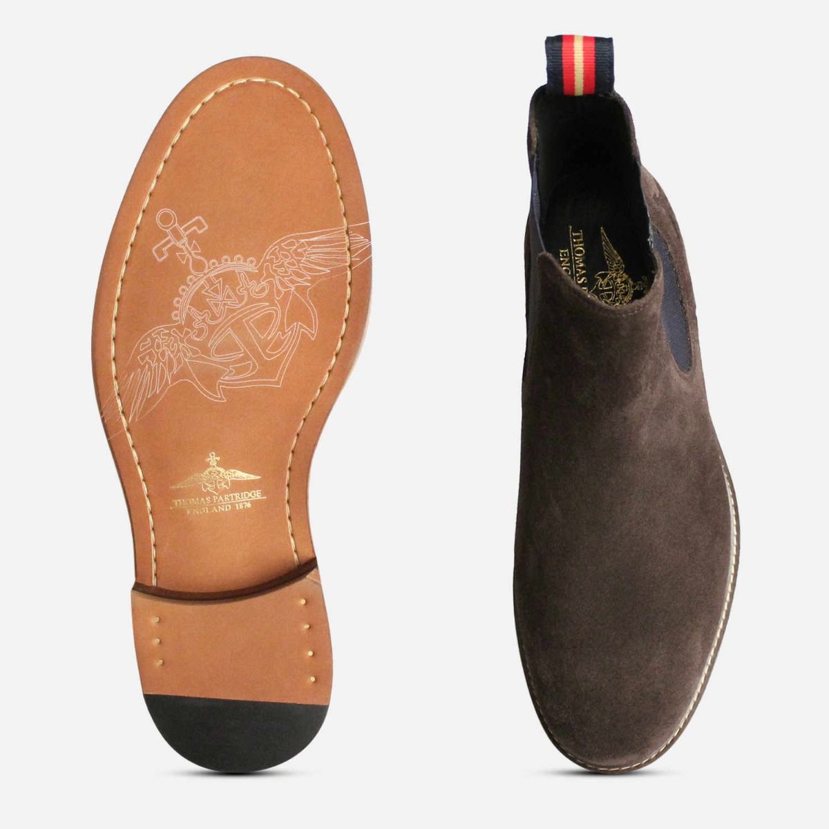 Thomas Partridge Chocolate Brown Suede Cranwell II Chelsea Boots