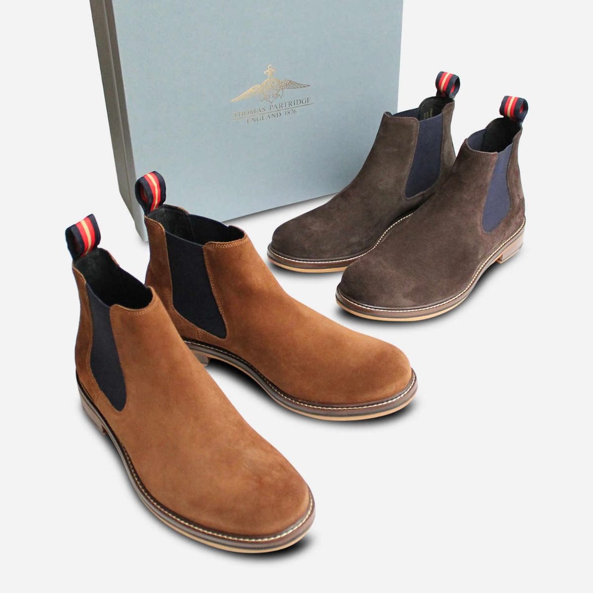 Thomas Partridge Chocolate Brown Suede Cranwell II Chelsea Boots