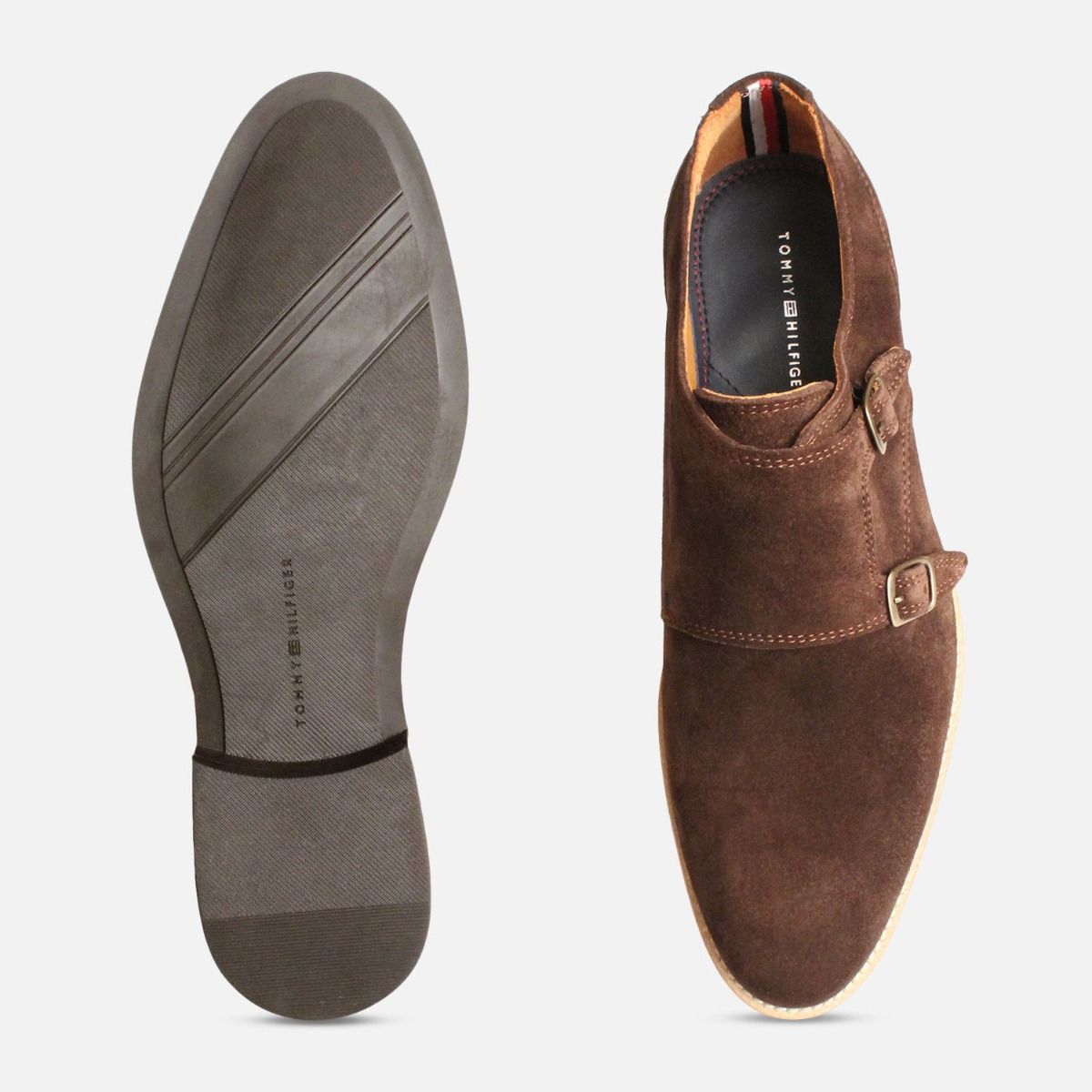 Brown Suede Double Buckle Monk Strap Tommy Hilfiger
