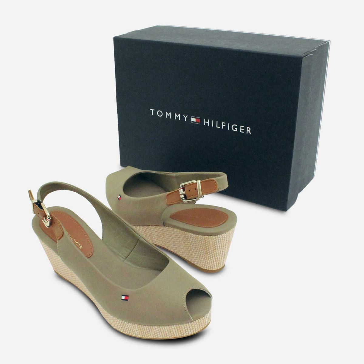 Tommy Hilfiger Khaki Green Elba Wedge Sandals