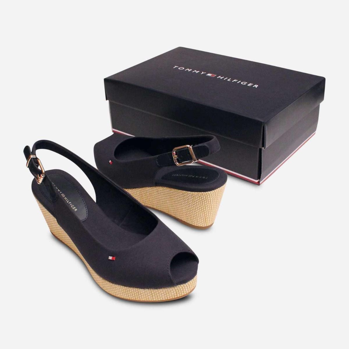 Tommy Hilfiger Elba Navy Blue Womens Wedge Sandals