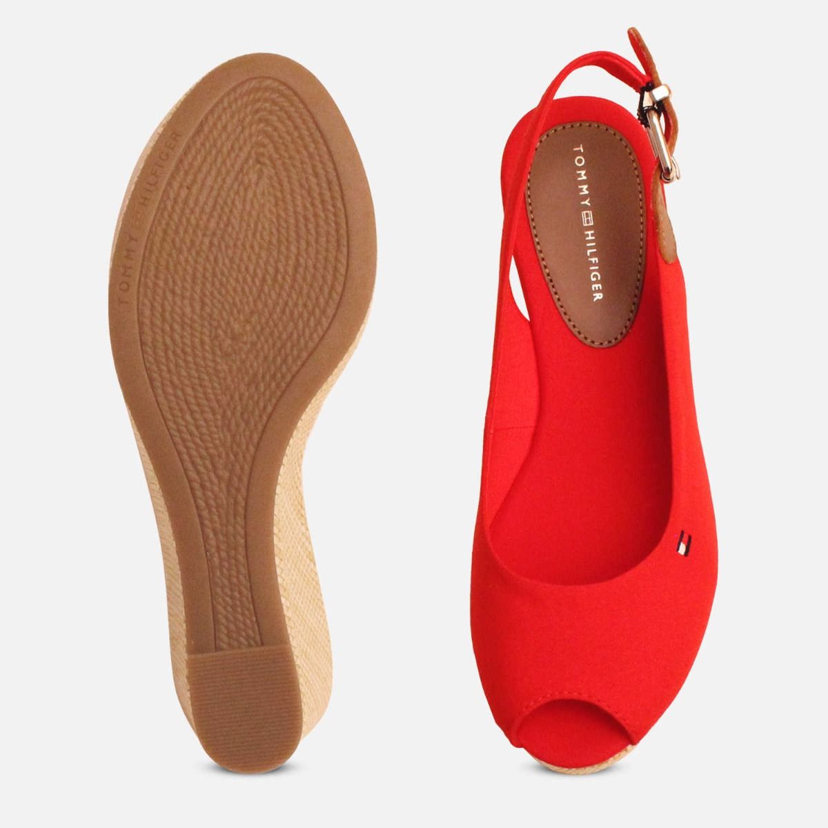 Tommy Hilfiger Elba Vibrant Red Womens Wedge Sandals