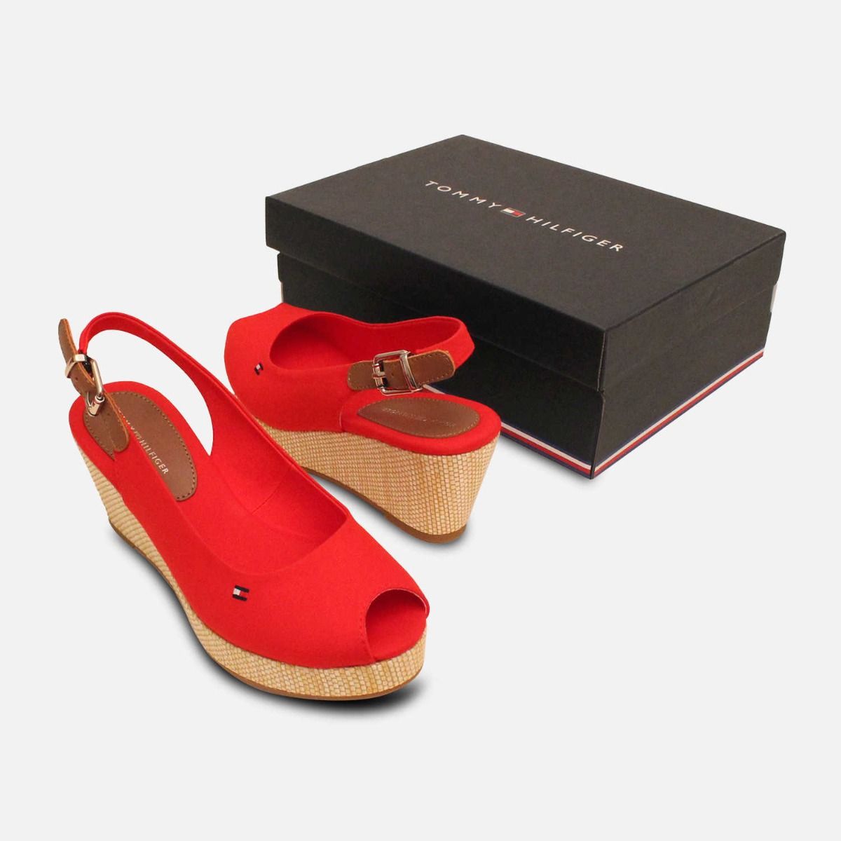 Tommy Hilfiger Elba Vibrant Red Womens Wedge Sandals