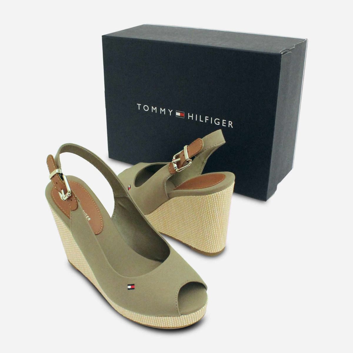 Tommy Hilfiger Elena Wedge Sandals in Khaki Green