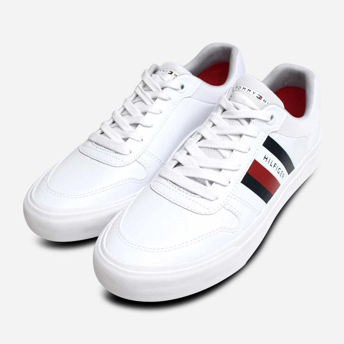Tommy Hilfiger White Core Cupsole Shoes with Blue Sole display picture 3