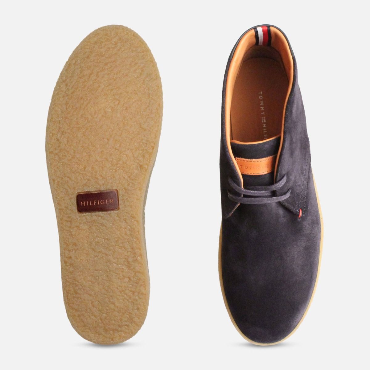 Navy Blue Suede Tommy Hilfiger Cupsole Crepe Boots