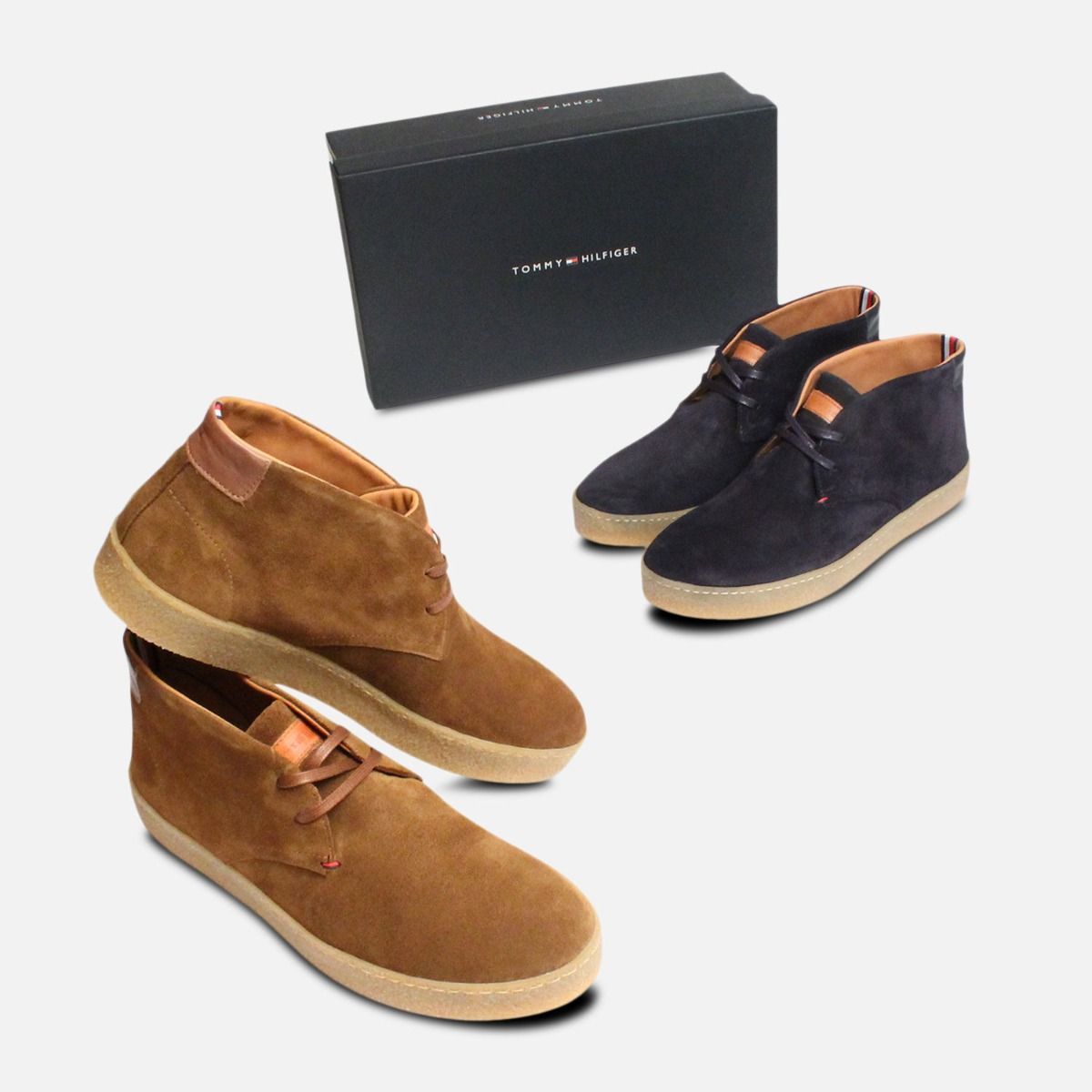 Navy Blue Suede Tommy Hilfiger Cupsole Crepe Boots