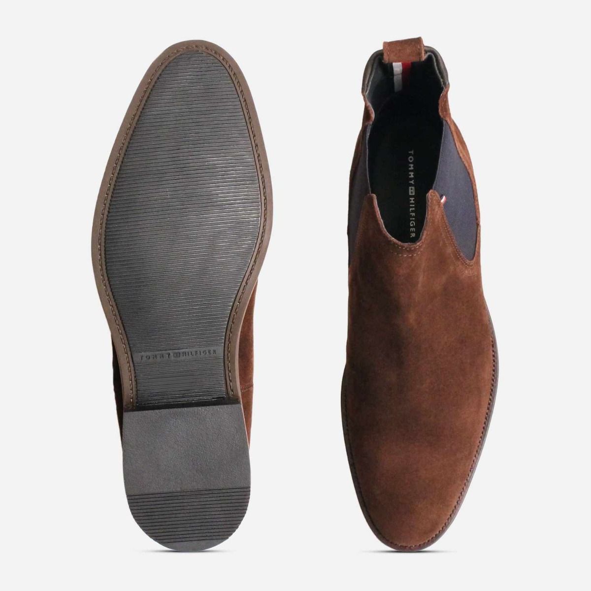 Tommy Hilfiger Designer Brown Suede Chelsea Boots