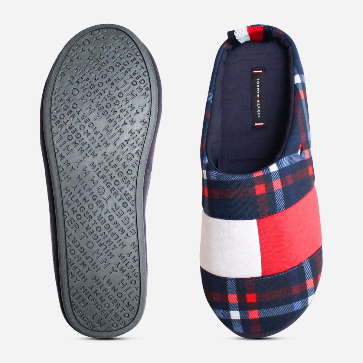 Tommy Hilfiger Tartan Warm Slippers in Red White & Blue