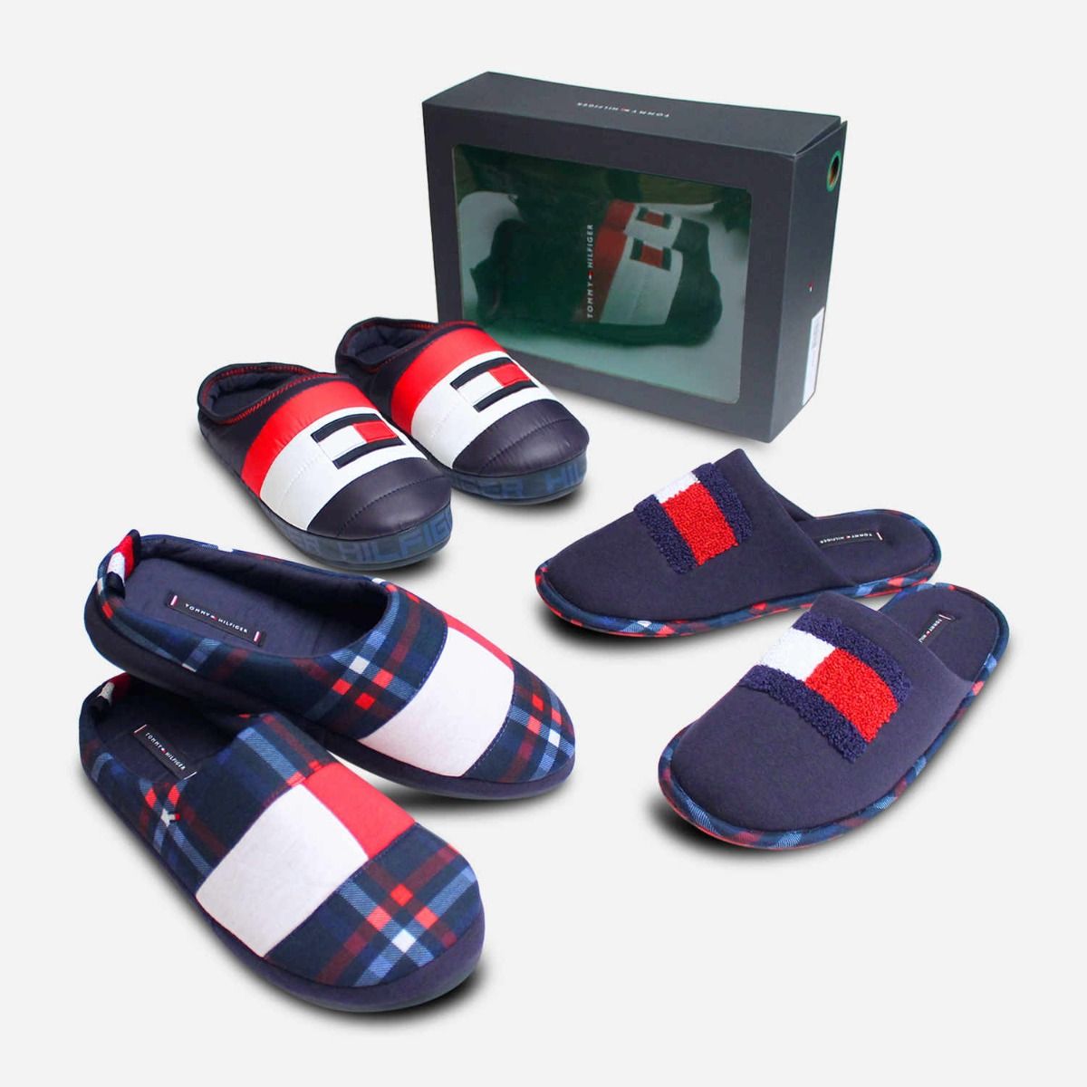Tommy Hilfiger Tartan Warm Slippers in Red White & Blue