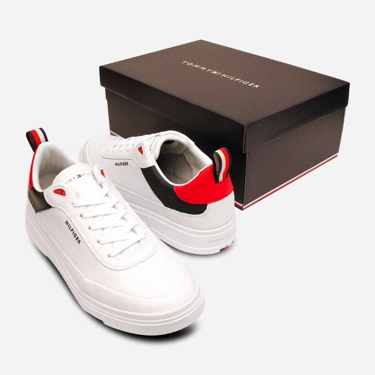 Tommy Hilfiger Premium White Leather Cupsole Shoes