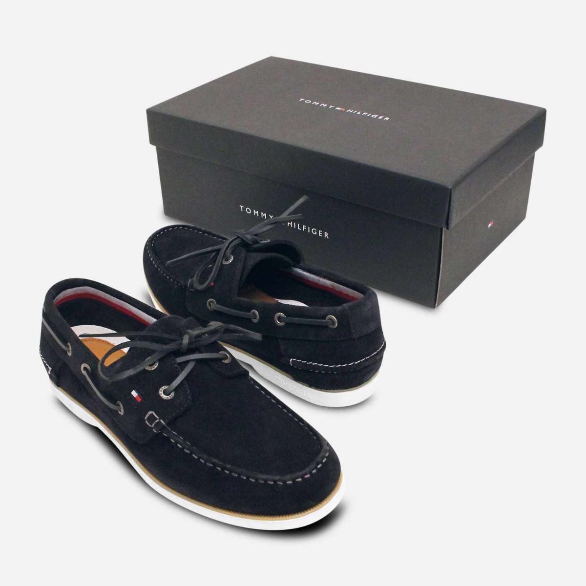 Tommy Hilfiger Navy Blue Suede Designer Boat Shoes