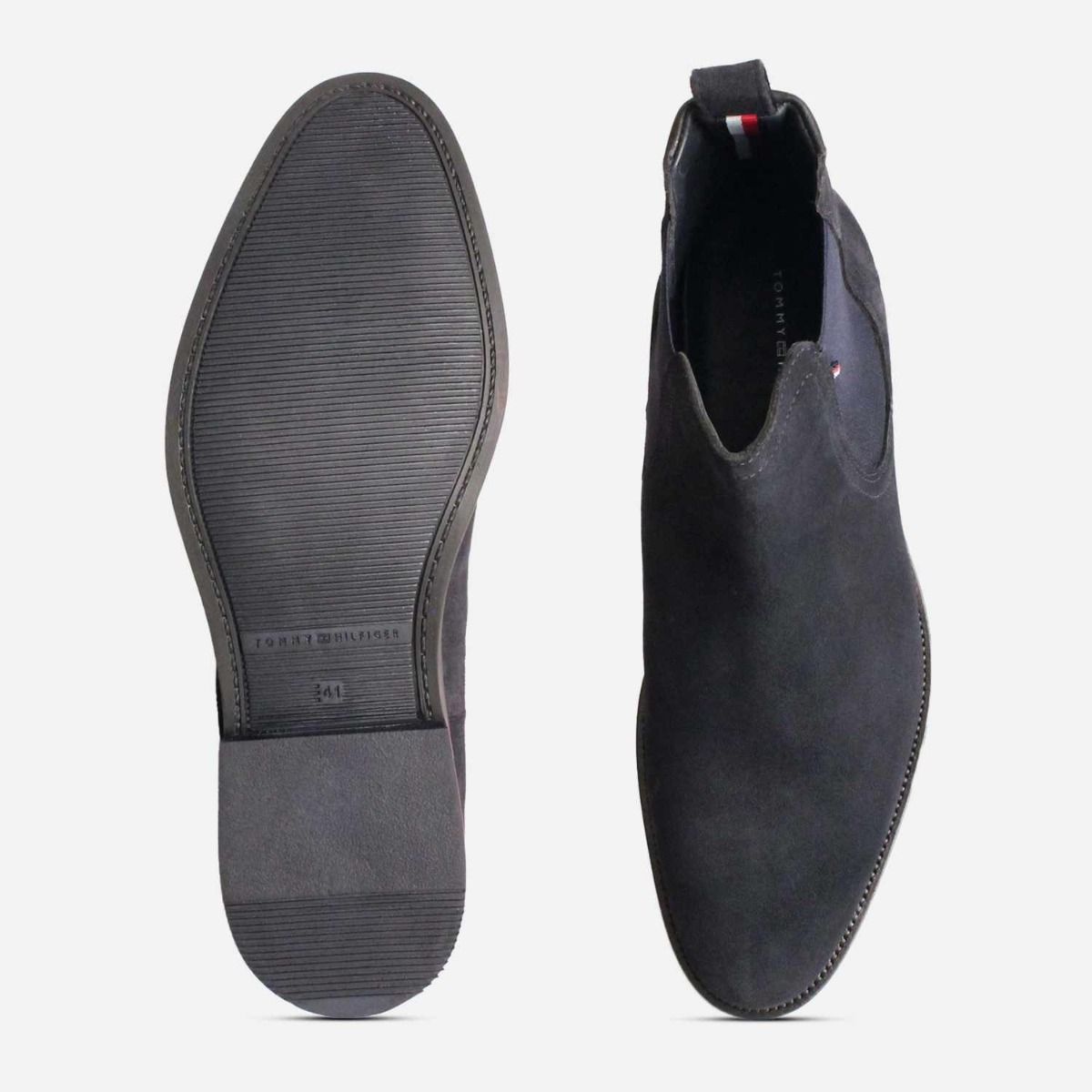 Tommy Hilfiger Designer Navy Blue Suede Chelsea Boots