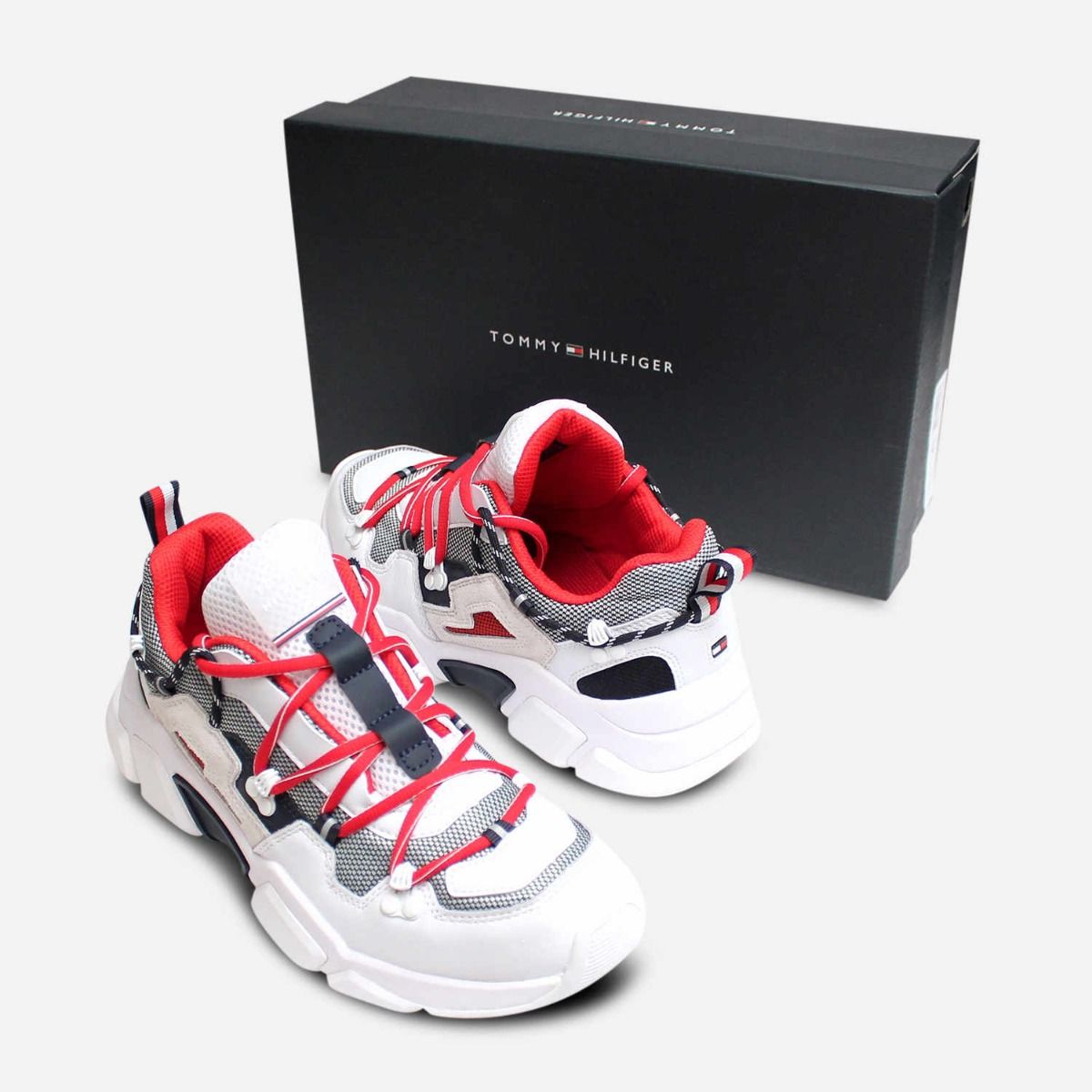 Tommy Hilfiger White & Red Chunky Designer Trainers