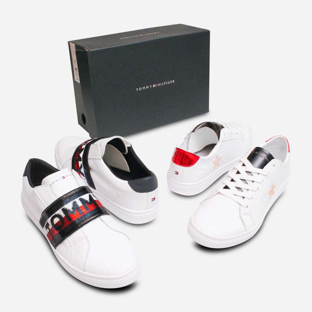 Tommy Hilfiger Gold Star Studded Training Shoes in White