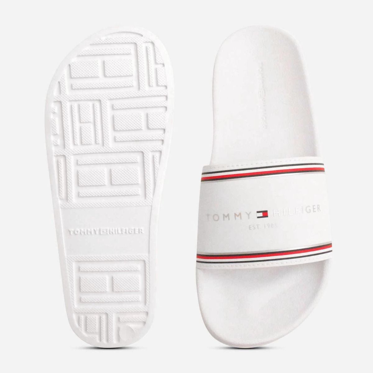 Tommy Hilfiger White Designer Pool Slider Sandals