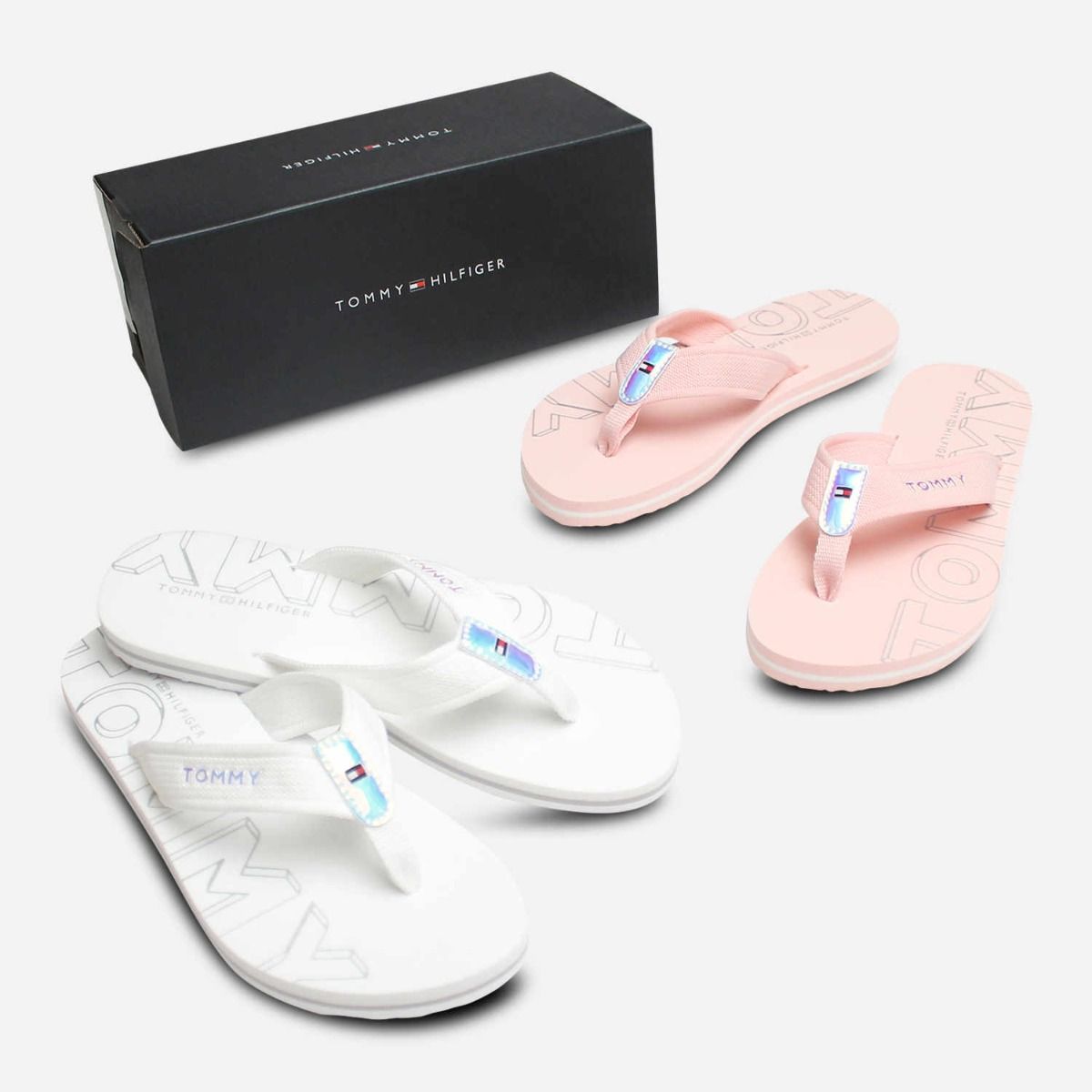 Tommy Hilfiger Iridescent White Flip Flop Beach Sandals