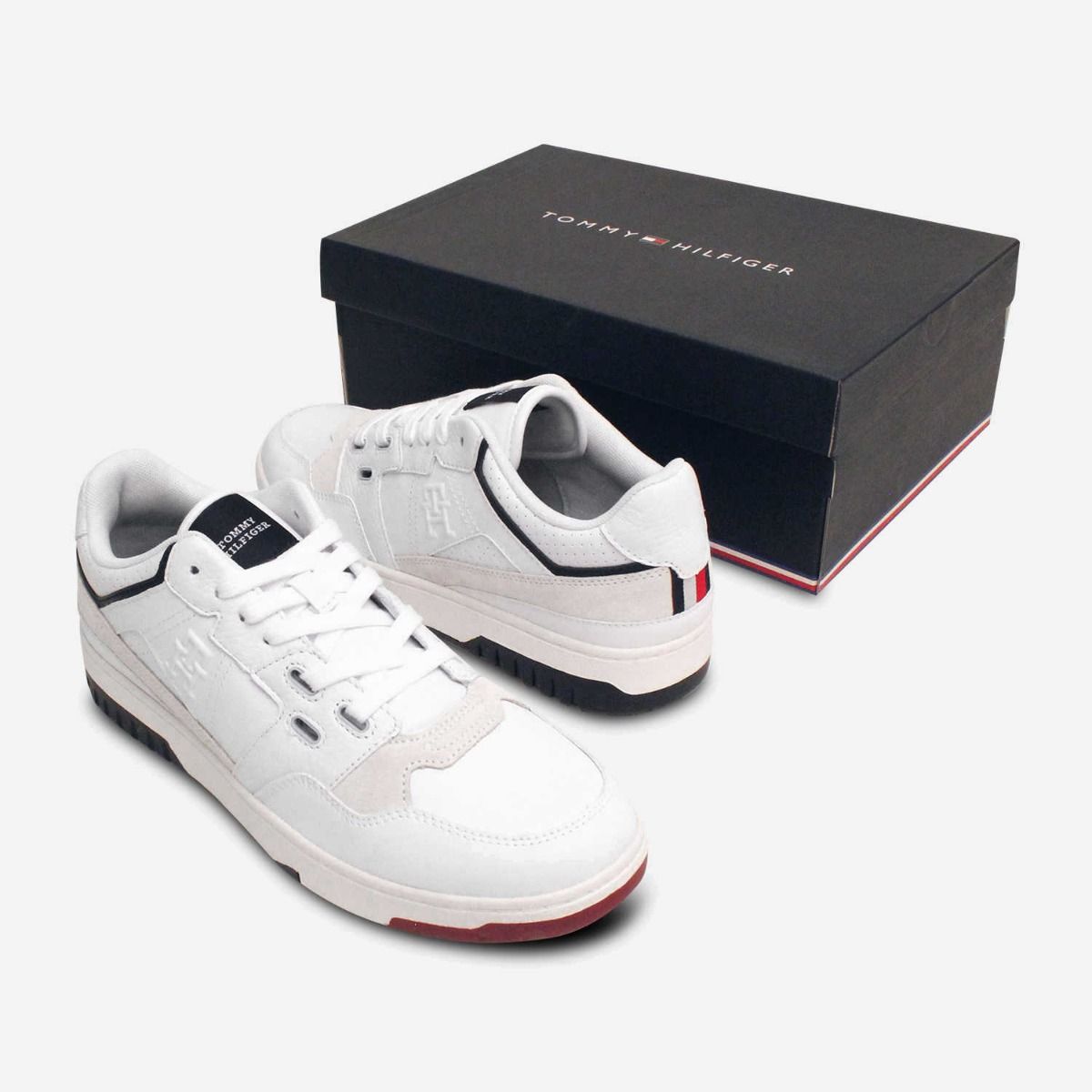 Tommy Hilfiger Premium White Leather Basket Street Trainers