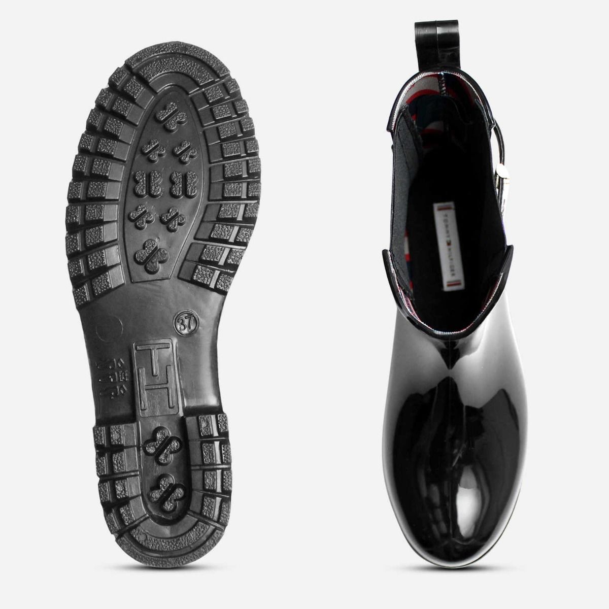 Tommy Hilfiger Designer Womens Black Waterproof Wellies