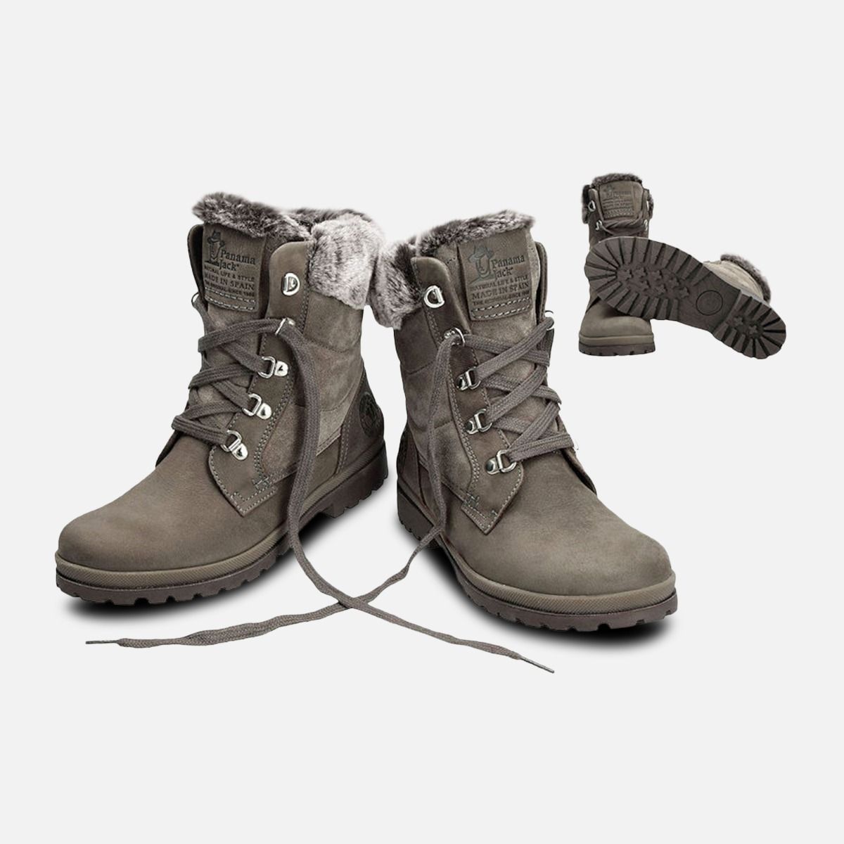 Grey Nubuck & Suede Panama Jack Ladies Boots