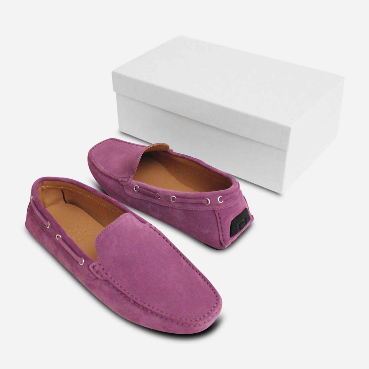 Mens Violet Purple Suede Italian Driving Shoe Moccasins