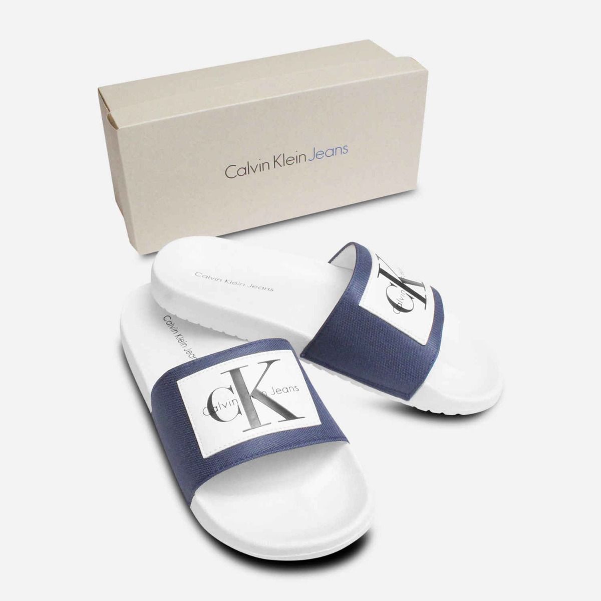 Calvin Klein Jeans Vital Steel Blue Pool Sliders