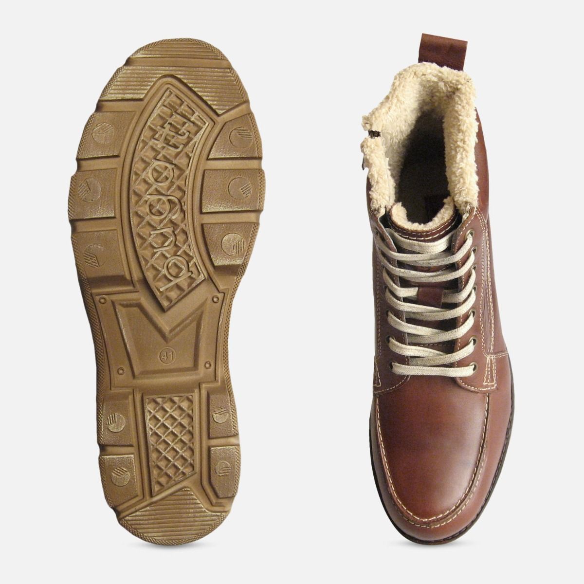 Brown Aviator Warm Bugatti Mens Boots